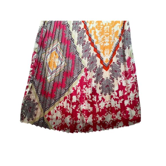 Chicos Womens Bohemian Maxi Pleated Skirt Size 3/Large Pink Orange - Picture 3 of 11
